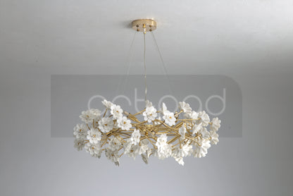 Floral French White Ceramic Chandelier - Romantic Home Décor - Chandelier