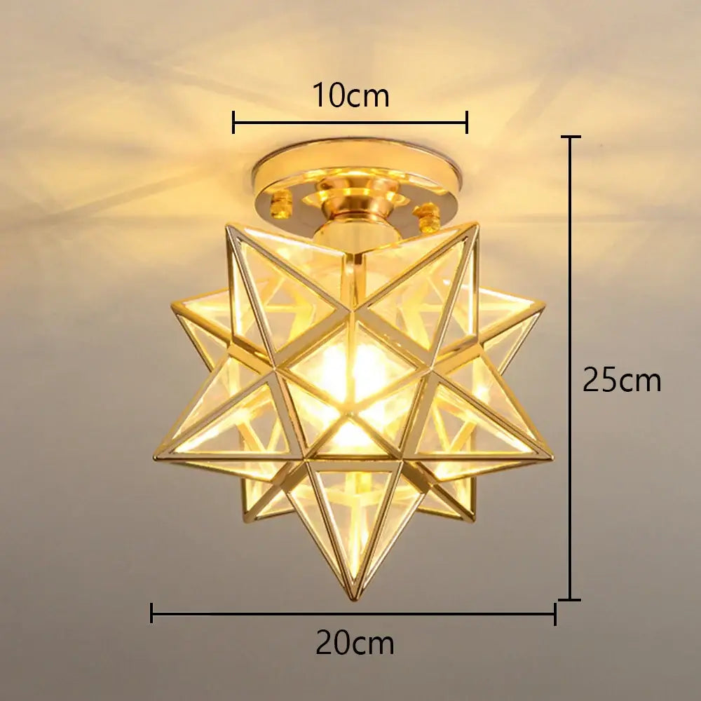 Golden star-shaped floral gold glass crystal led ceiling chandelier with geometric glass and metal design for living room