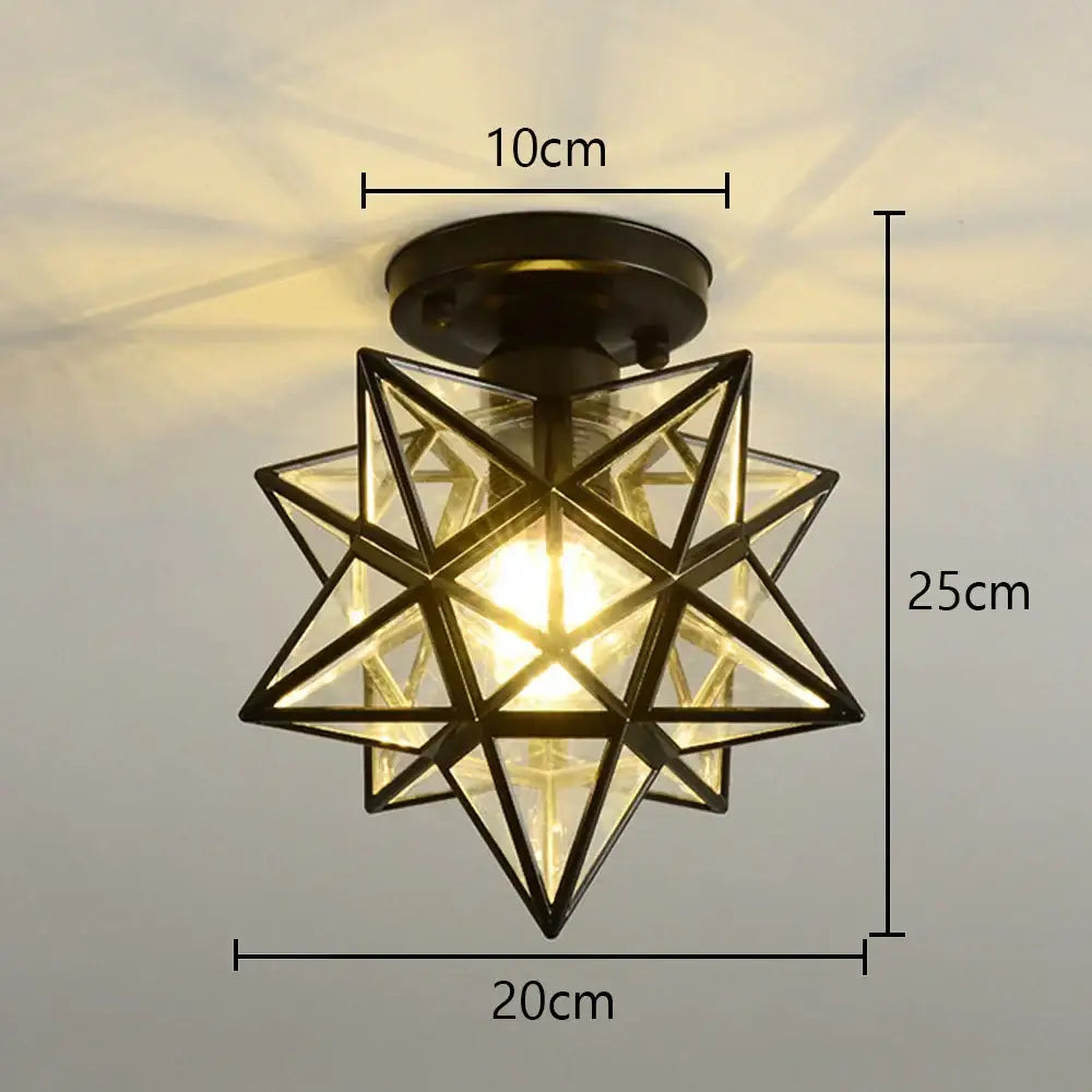 Floral gold glass crystal led ceiling chandelier with warm-toned geometric star shape and black metal frame for living room