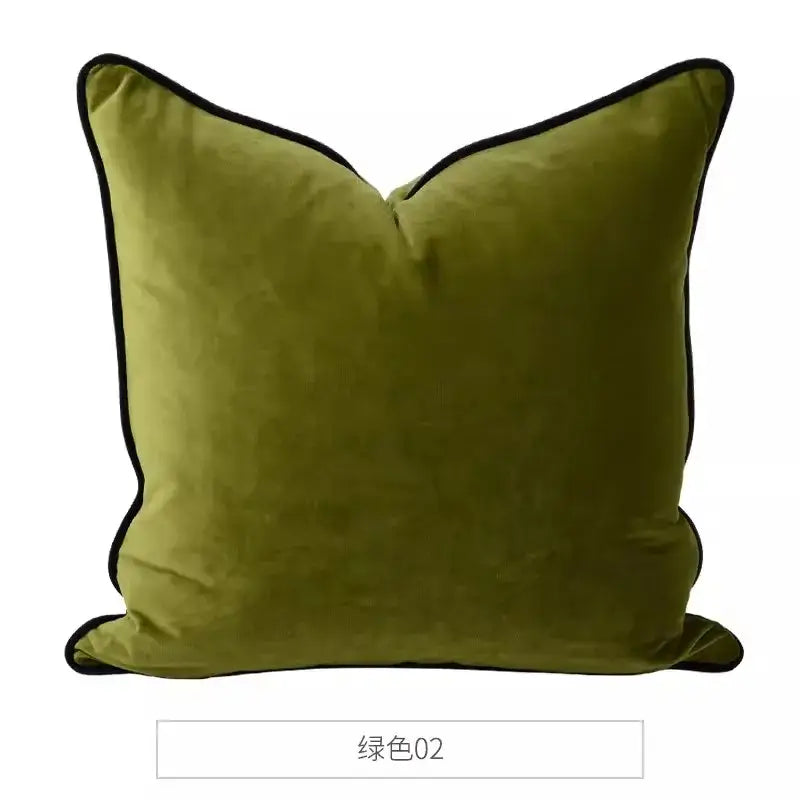 Olive green velvet pillow case with black trim decorbites handmade lumbar pillow for bedroom dog decor