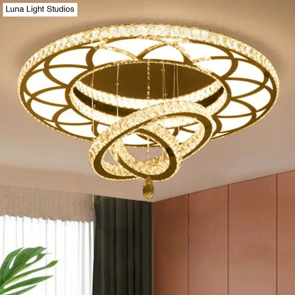 DecorBites™ DecorBites™ Floral LED Ceiling Light: Contemporary Crystal Clear Semi Flush for Living Room