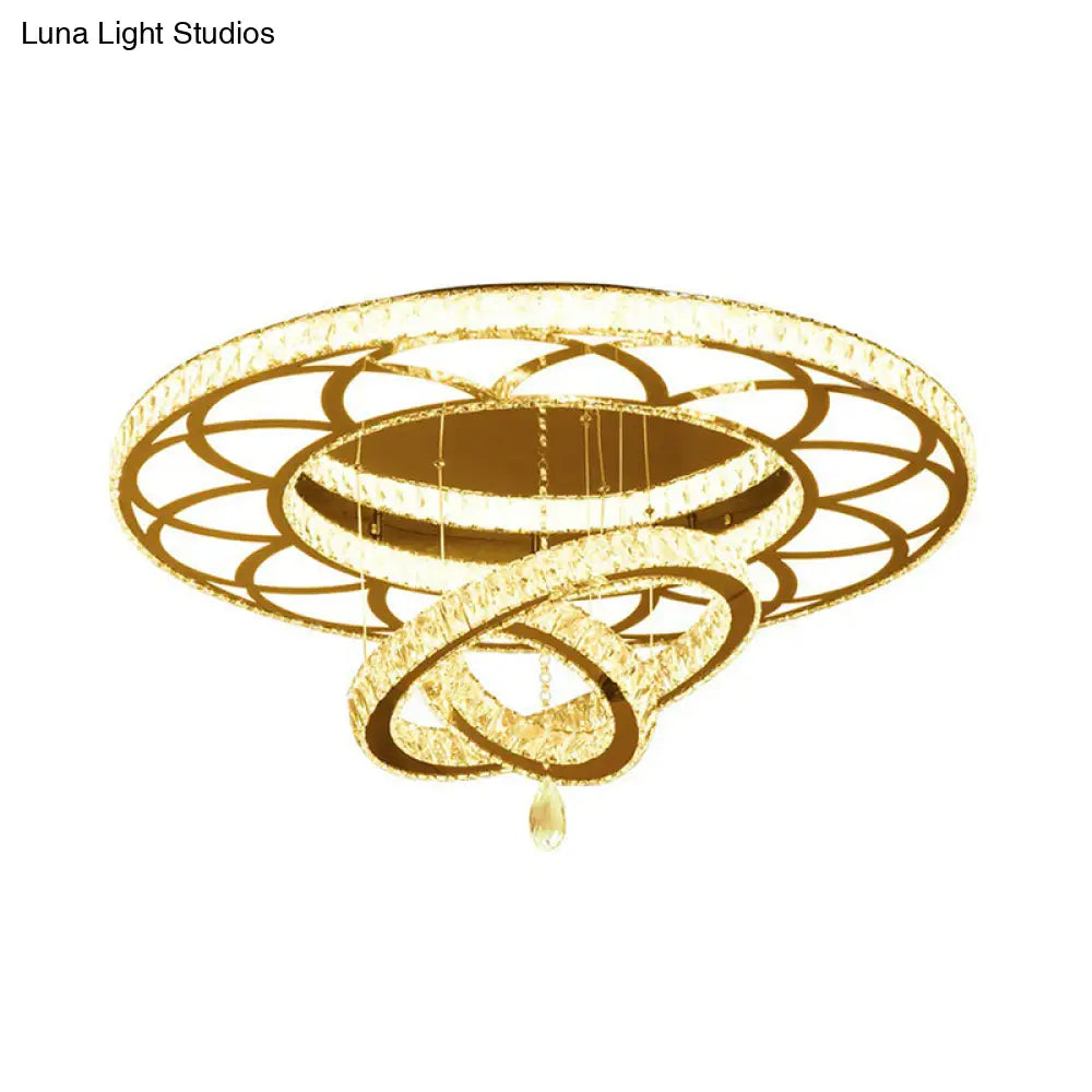 DecorBites™ DecorBites™ Floral LED Ceiling Light: Contemporary Crystal Clear Semi Flush for Living Room