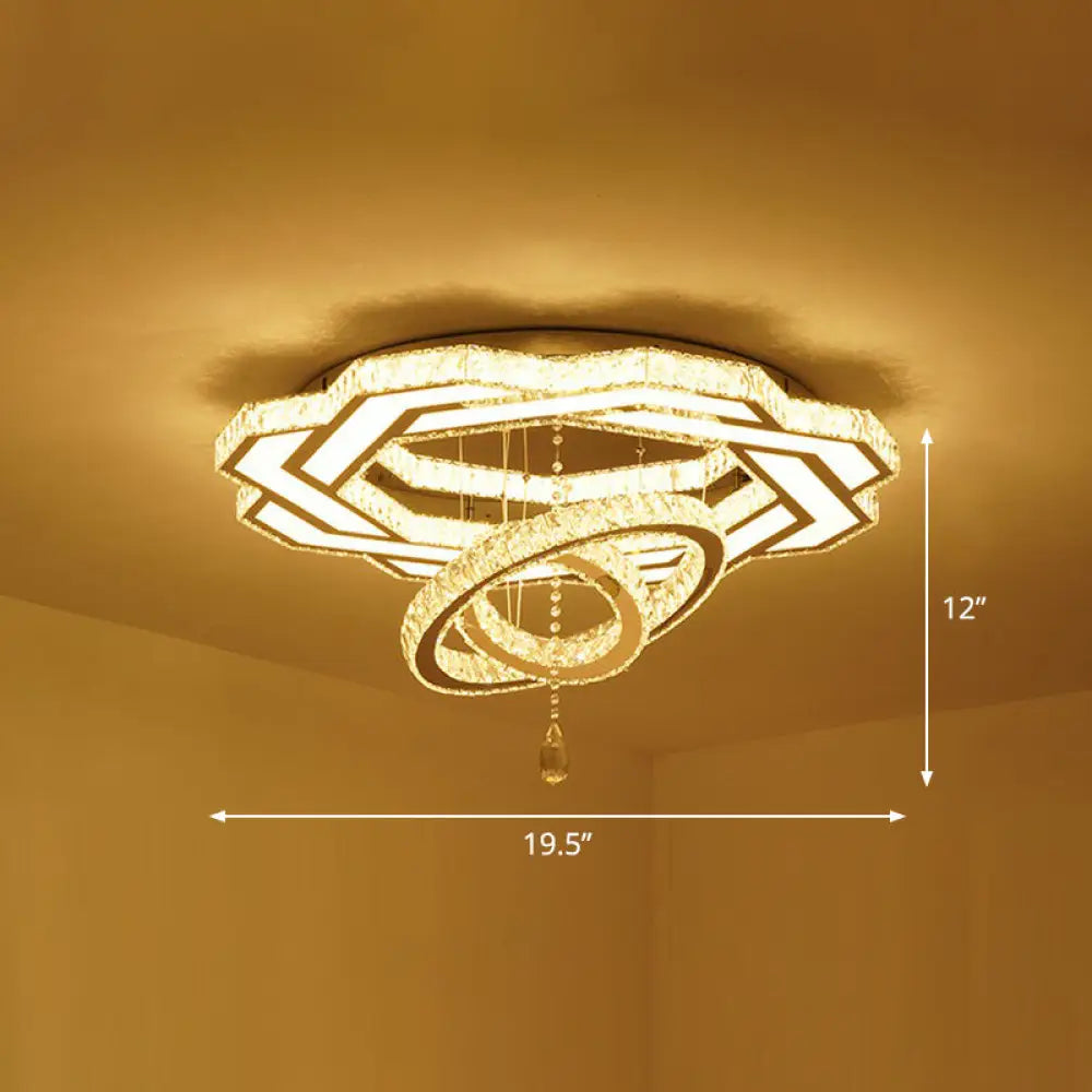 DecorBites™ DecorBites™ Floral LED Ceiling Light: Contemporary Crystal Clear Semi Flush for Living Room