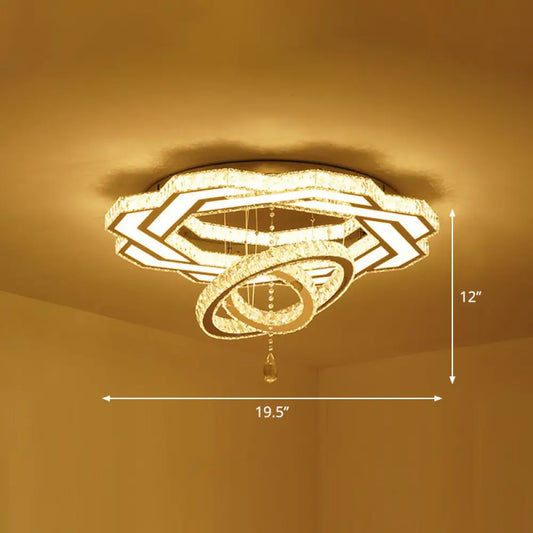 DecorBites™ DecorBites™ Floral LED Ceiling Light: Contemporary Crystal Clear Semi Flush for Living Room
