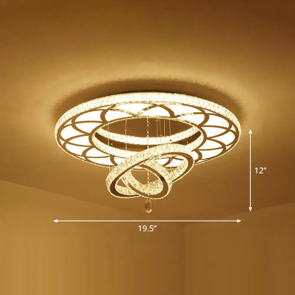 DecorBites™ DecorBites™ Floral LED Ceiling Light: Contemporary Crystal Clear Semi Flush for Living Room