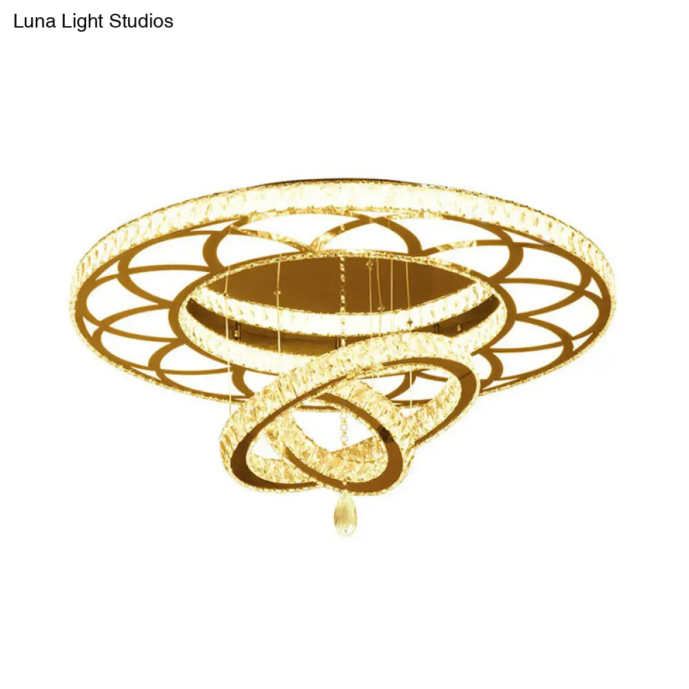 DecorBites™ DecorBites™ Floral LED Ceiling Light: Contemporary Crystal Clear Semi Flush for Living Room