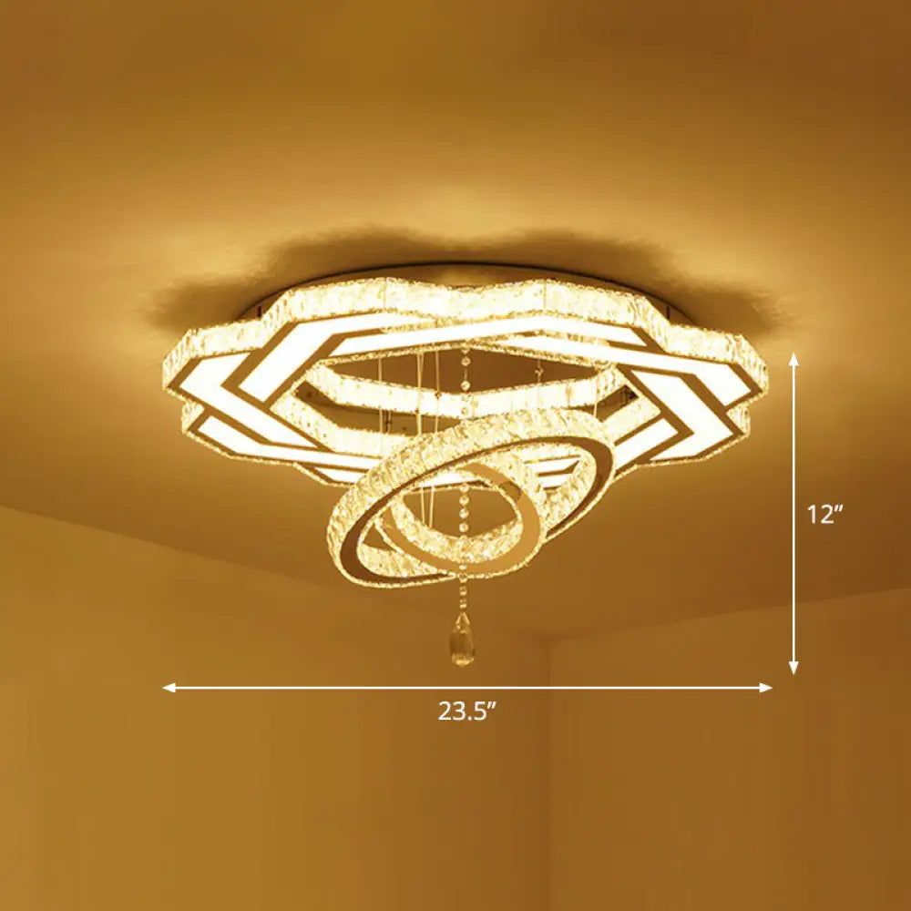 DecorBites™ DecorBites™ Floral LED Ceiling Light: Contemporary Crystal Clear Semi Flush for Living Room