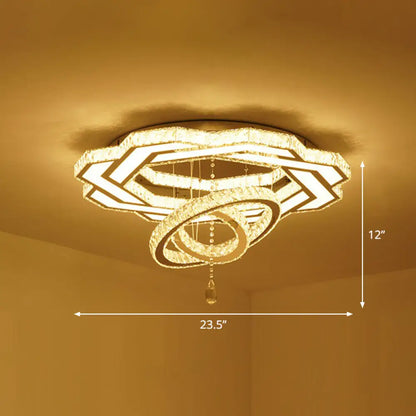 DecorBites™ DecorBites™ Floral LED Ceiling Light: Contemporary Crystal Clear Semi Flush for Living Room
