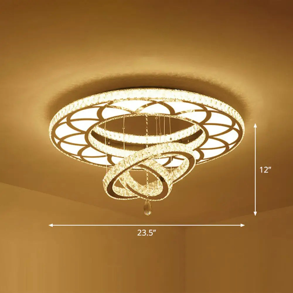 DecorBites™ DecorBites™ Floral LED Ceiling Light: Contemporary Crystal Clear Semi Flush for Living Room
