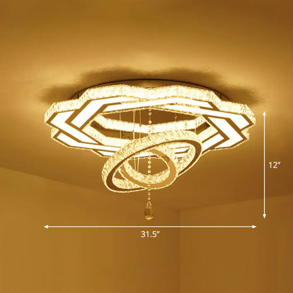 DecorBites™ DecorBites™ Floral LED Ceiling Light: Contemporary Crystal Clear Semi Flush for Living Room