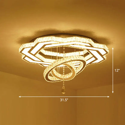 DecorBites™ DecorBites™ Floral LED Ceiling Light: Contemporary Crystal Clear Semi Flush for Living Room
