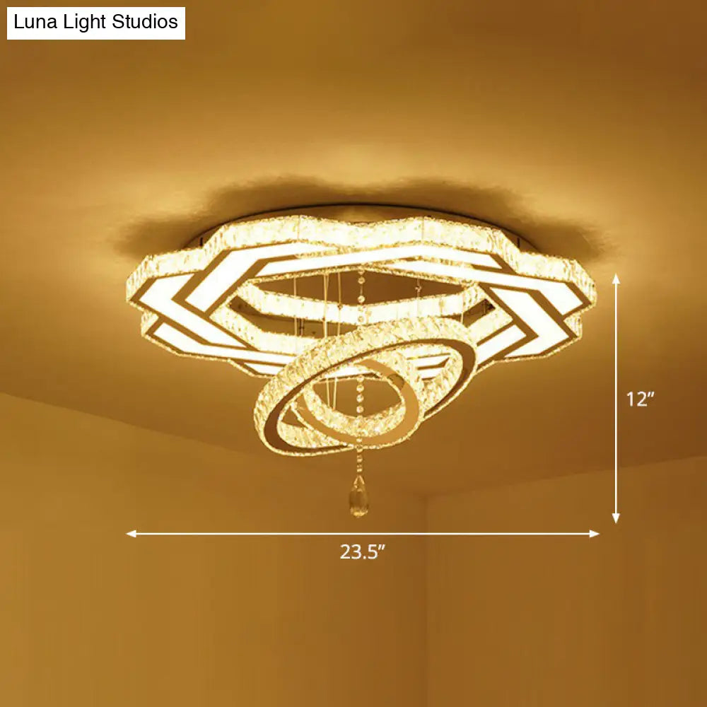 DecorBites™ DecorBites™ Floral LED Ceiling Light: Contemporary Crystal Clear Semi Flush for Living Room