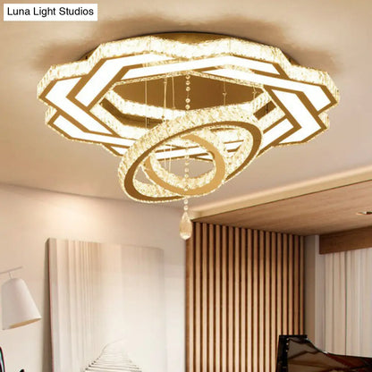 DecorBites™ DecorBites™ Floral LED Ceiling Light: Contemporary Crystal Clear Semi Flush for Living Room