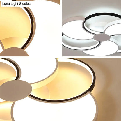 DecorBites™ Floral LED Flush Mount Ceiling Light with Acrylic Shade in Black and White - Warm, White, and Natural Light