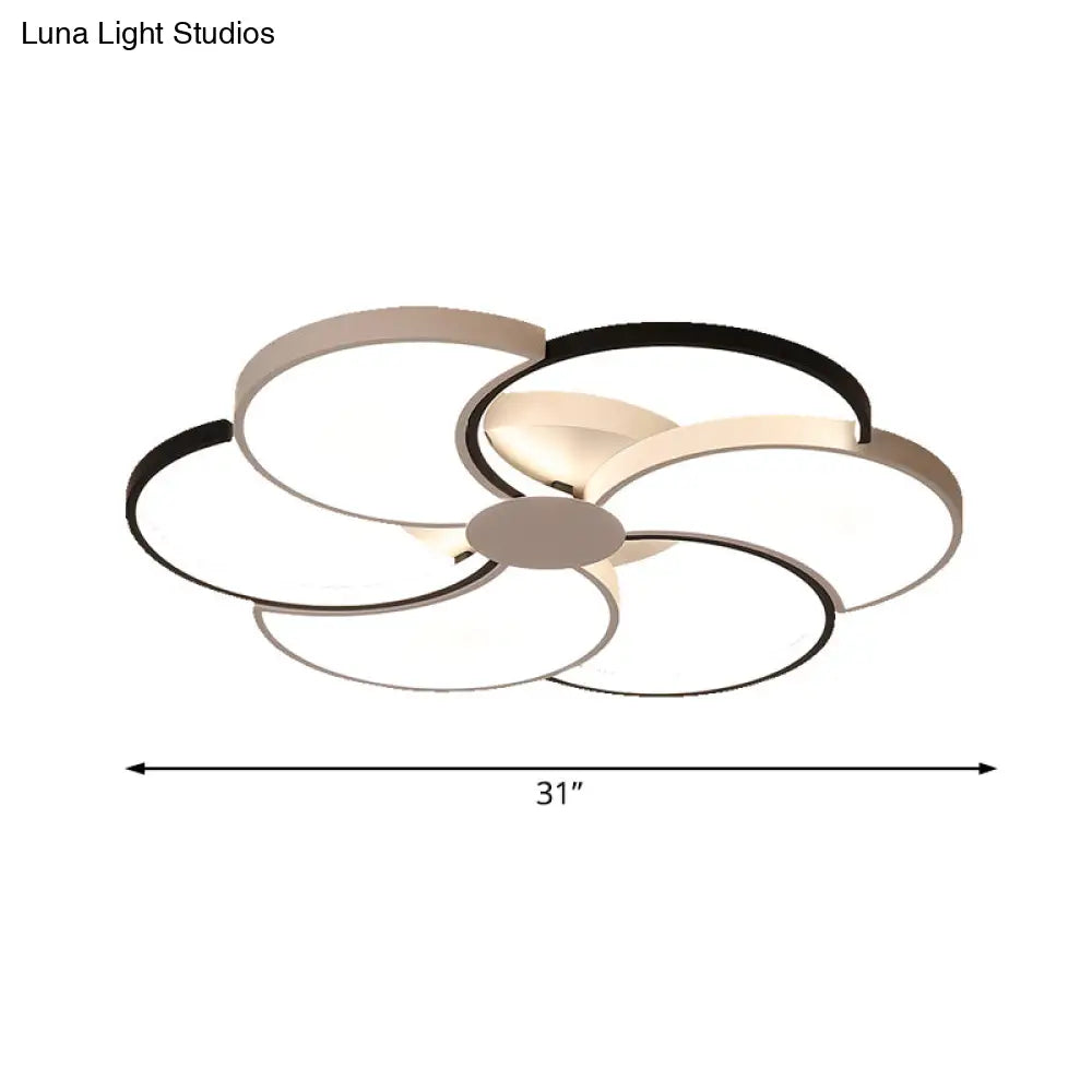 DecorBites™ Floral LED Flush Mount Ceiling Light with Acrylic Shade in Black and White - Warm, White, and Natural Light
