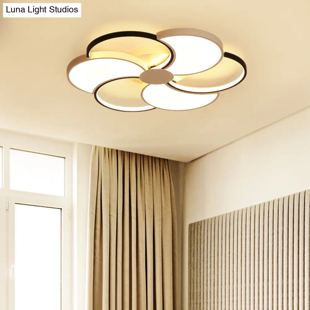 DecorBites™ Floral LED Flush Mount Ceiling Light with Acrylic Shade in Black and White - Warm, White, and Natural Light
