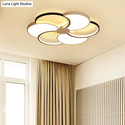 DecorBites™ Floral LED Flush Mount Ceiling Light with Acrylic Shade in Black and White - Warm, White, and Natural Light