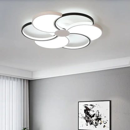 DecorBites™ Floral LED Flush Mount Ceiling Light with Acrylic Shade in Black and White - Warm, White, and Natural Light