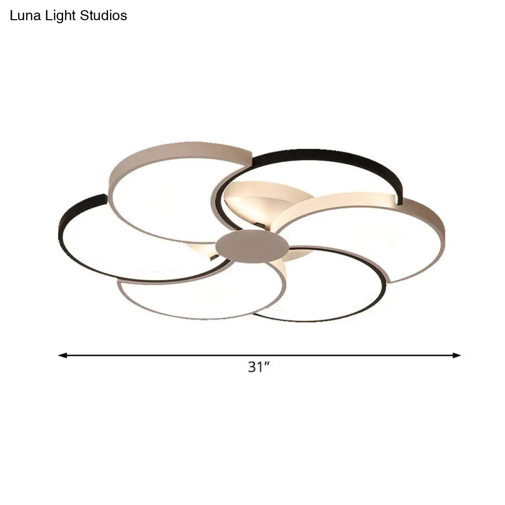 DecorBites™ Floral LED Flush Mount Ceiling Light with Acrylic Shade in Black and White - Warm, White, and Natural Light