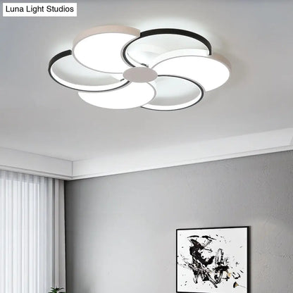 DecorBites™ Floral LED Flush Mount Ceiling Light with Acrylic Shade in Black and White - Warm, White, and Natural Light