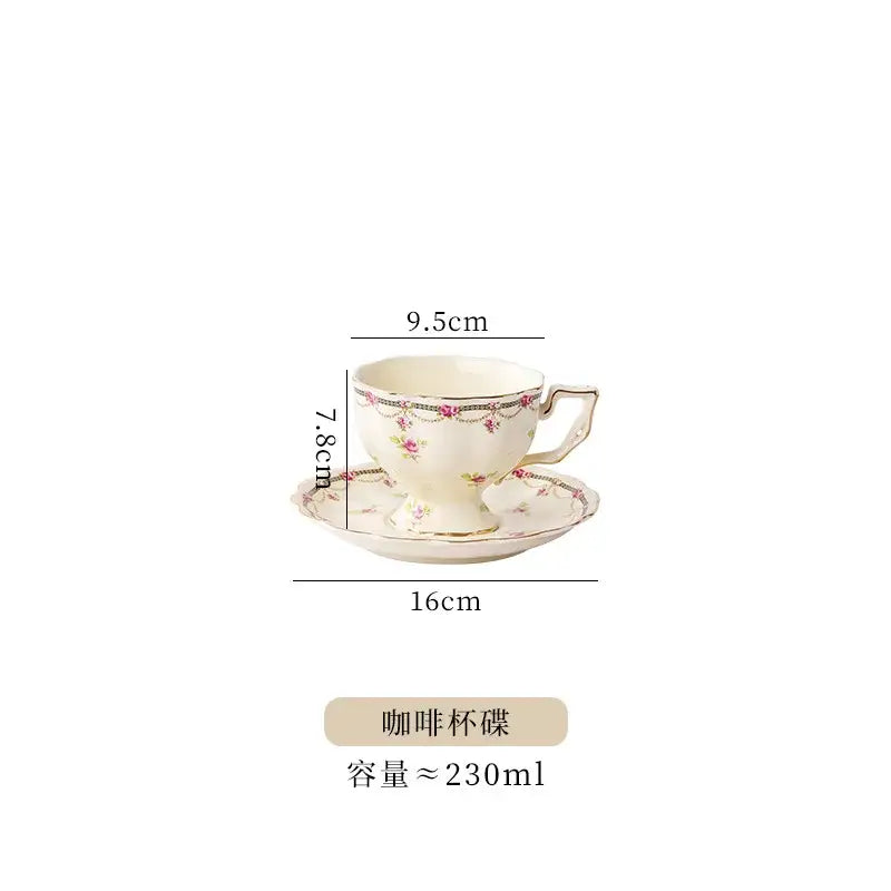 Delicate cream-colored porcelain tea set with soft pink floral pattern and gold trim for elegant dining rooms