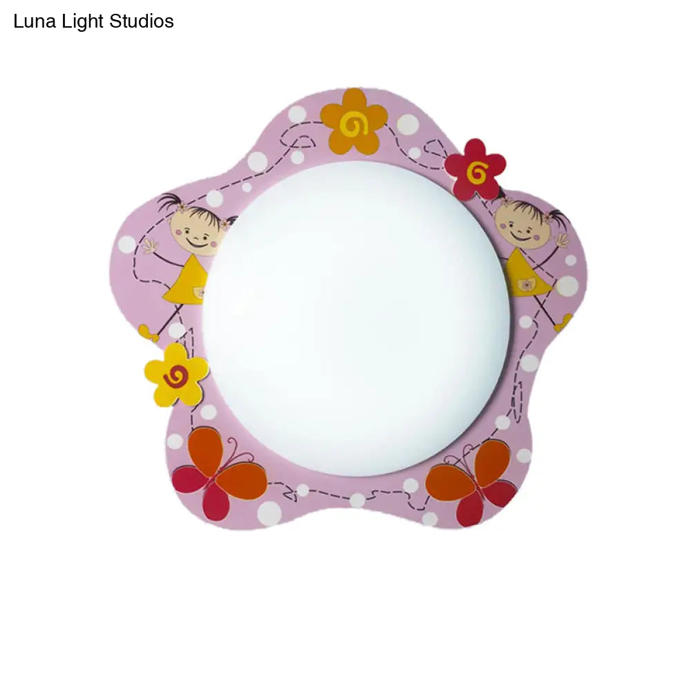 DecorBites™ DecorBites™ Floral Pink Acrylic Ceiling Lamp: Lovely Flush Mount Light for Girls Bedroom and Hallway