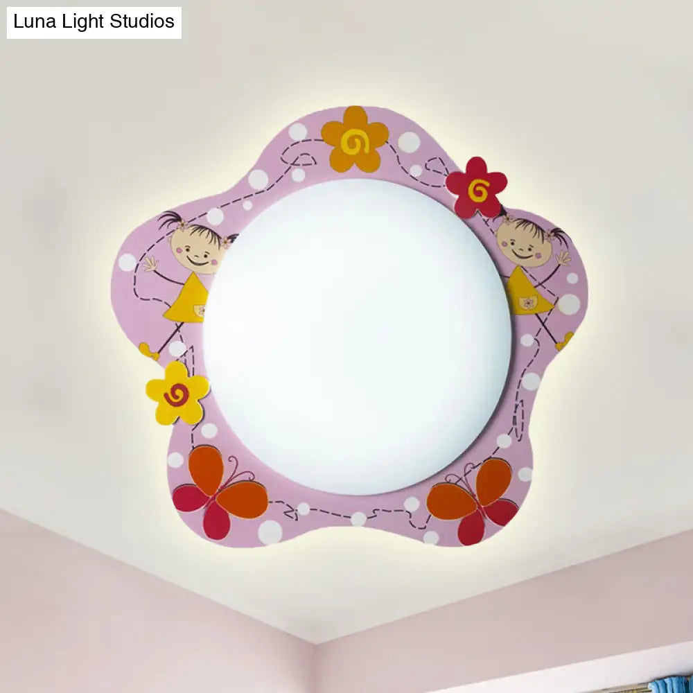 DecorBites™ DecorBites™ Floral Pink Acrylic Ceiling Lamp: Lovely Flush Mount Light for Girls Bedroom and Hallway