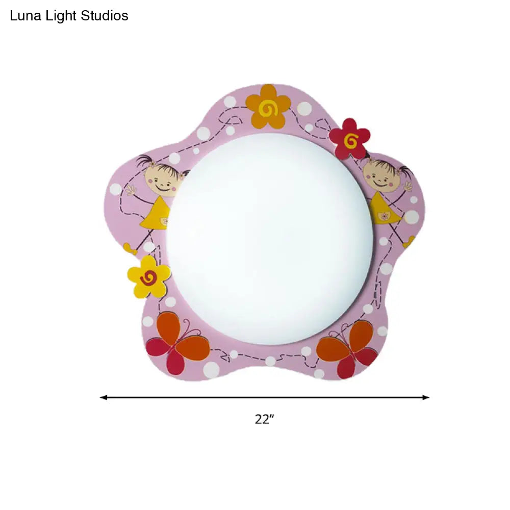 DecorBites™ DecorBites™ Floral Pink Acrylic Ceiling Lamp: Lovely Flush Mount Light for Girls Bedroom and Hallway