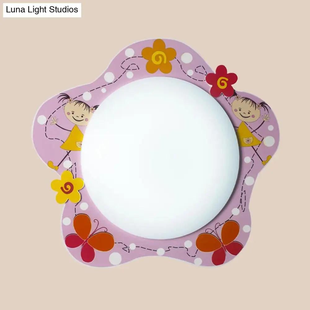 DecorBites™ DecorBites™ Floral Pink Acrylic Ceiling Lamp: Lovely Flush Mount Light for Girls Bedroom and Hallway