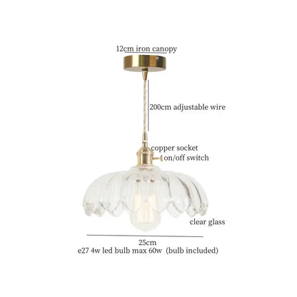 Floral red glass pendant lamp with brass hardware and copper socket featuring adjustable wire for bedroom decorbites brass glass led