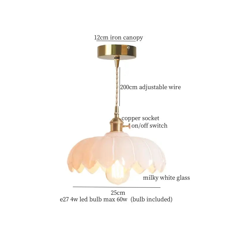 A milky white fluted petal glass pendant lamp with brass glass led fittings for bedroom decorbites brass glass design
