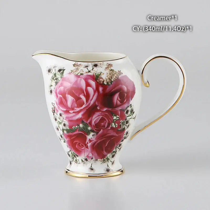 White porcelain bone china creamer with pink roses gold trim from decorbites bone china tea set dining room porcelain set