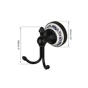 Black metal hook with decorative white ceramic backplate featuring blue floral patterns for stainless steel towel decorbites black stainless bathroom use