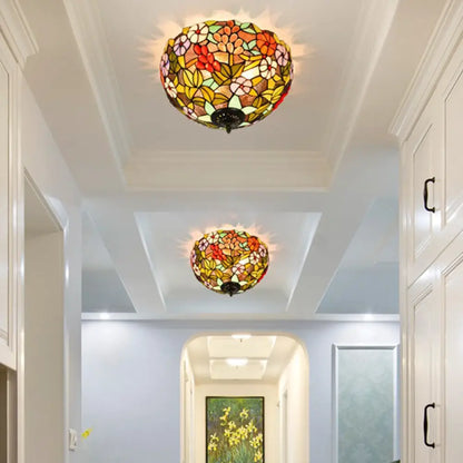 DecorBites™ DecorBites™ Flower Ceiling Lighting Tiffany Brass Flush Mount Light for Hallway - 2/3 Lights, 12"/16" Wide