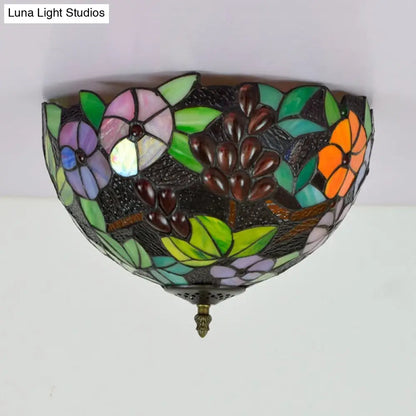 DecorBites™ DecorBites™ Flower Ceiling Lighting Tiffany Brass Flush Mount Light for Hallway - 2/3 Lights, 12"/16" Wide