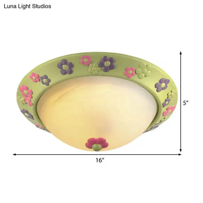 DecorBites™ DecorBites™ Flower Deco Glass Green Ceiling Lamp: Modern Flush Ceiling Light for Kindergarten