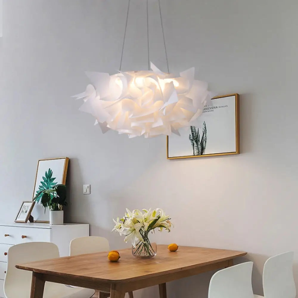 Flower Design Acrylic Dome Pendant Light - Modern Ceiling Fixture in White/Brown