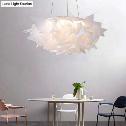 Flower Design Acrylic Dome Pendant Light - Modern Ceiling Fixture in White/Brown