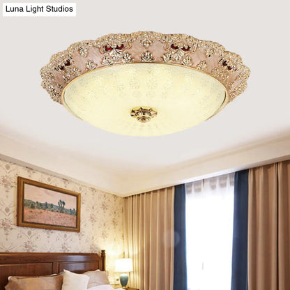 DecorBites™ Flower Resin LED Flush Mount Ceiling Lamp for Traditional Living Rooms in Apricot/Green