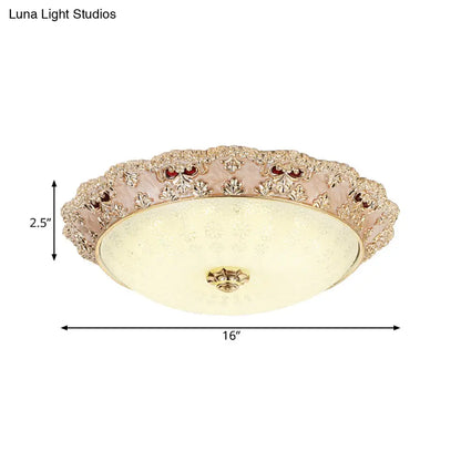 DecorBites™ Flower Resin LED Flush Mount Ceiling Lamp for Traditional Living Rooms in Apricot/Green