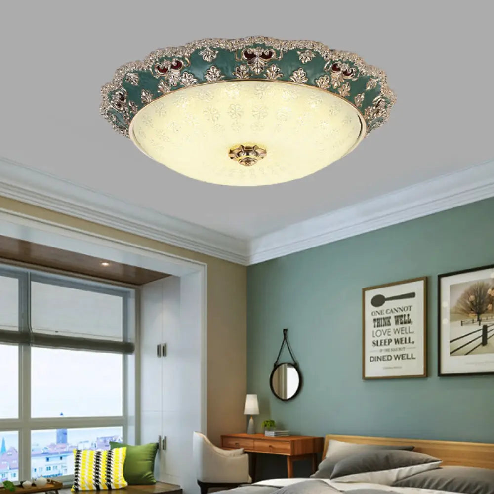 DecorBites™ Flower Resin LED Flush Mount Ceiling Lamp for Traditional Living Rooms in Apricot/Green