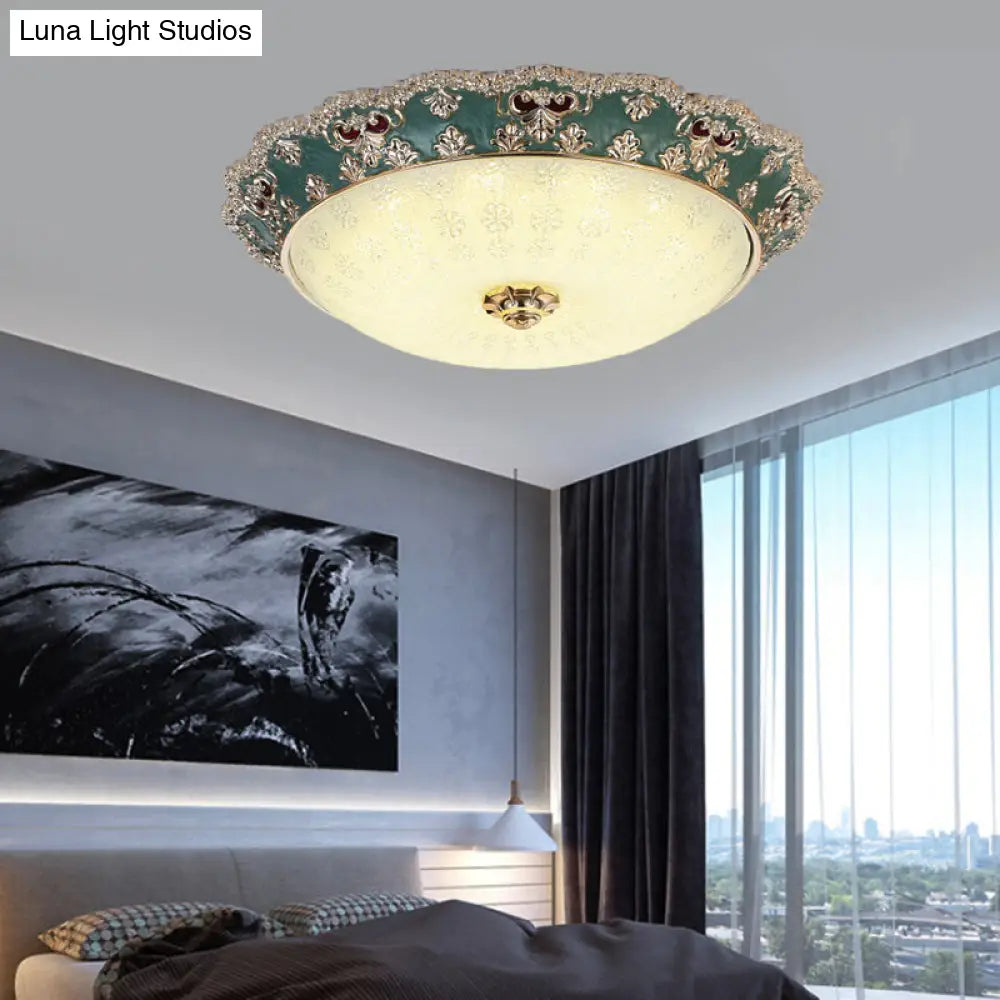 DecorBites™ Flower Resin LED Flush Mount Ceiling Lamp for Traditional Living Rooms in Apricot/Green