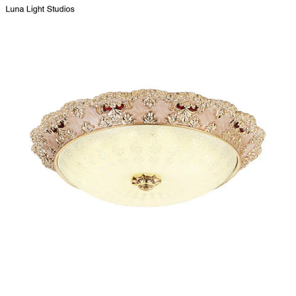 DecorBites™ Flower Resin LED Flush Mount Ceiling Lamp for Traditional Living Rooms in Apricot/Green
