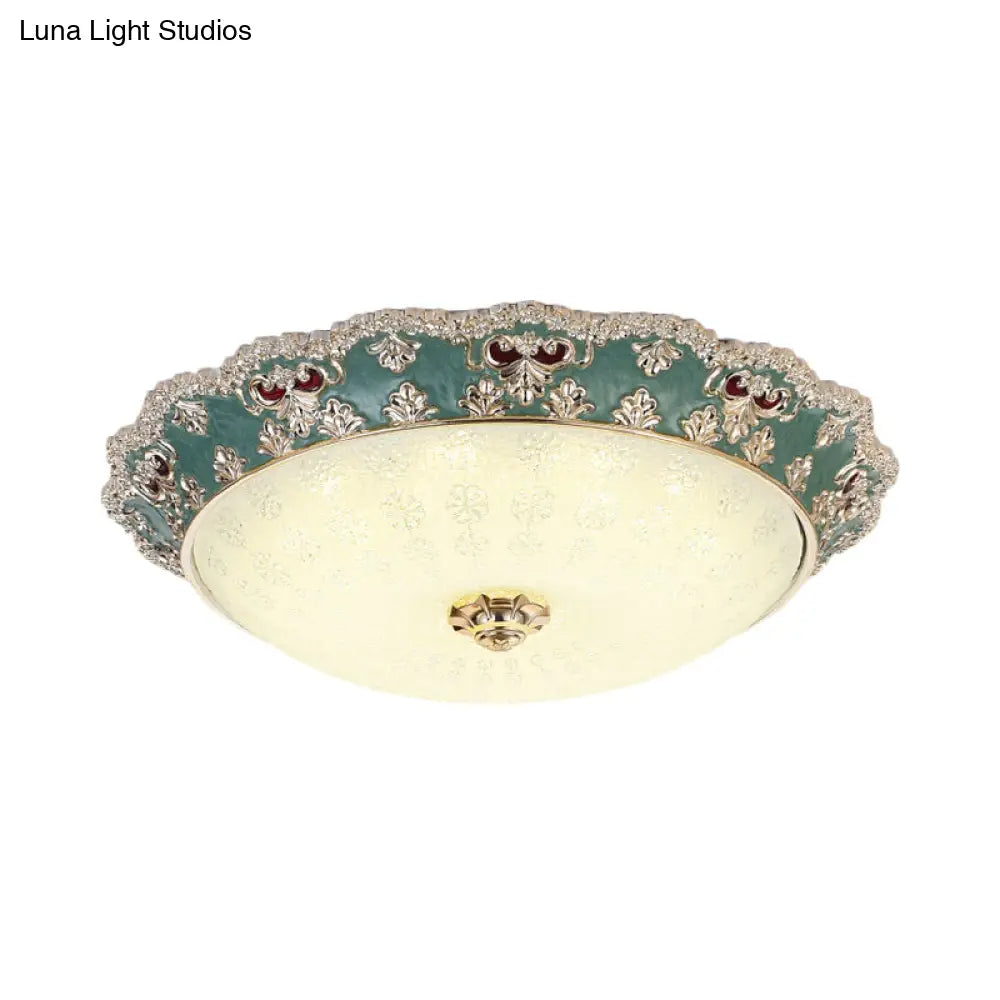 DecorBites™ Flower Resin LED Flush Mount Ceiling Lamp for Traditional Living Rooms in Apricot/Green