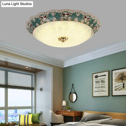 DecorBites™ Flower Resin LED Flush Mount Ceiling Lamp for Traditional Living Rooms in Apricot/Green