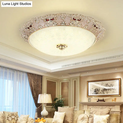 DecorBites™ Flower Resin LED Flush Mount Ceiling Lamp for Traditional Living Rooms in Apricot/Green
