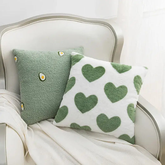 Two plush pillow covers featuring avocado green and white decorbites fluffy comfort pillow designs for living room decor