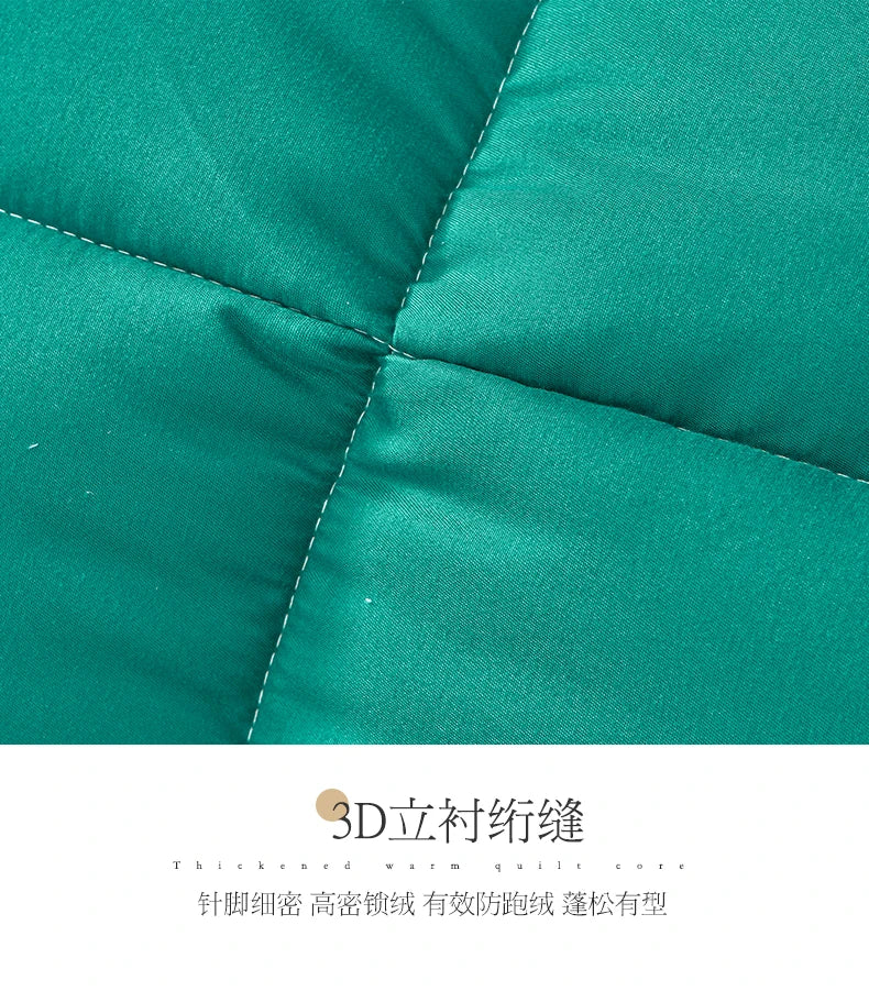 Teal quilted fabric with 3d立体绗缝 design and white stitching for fluffy quilt code green and grey goose down comforter