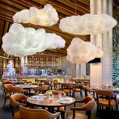 Fluffy white cloud chandelier pendant light with soft diffused glow and textured fabric for dining room decorbites cloud chandelier