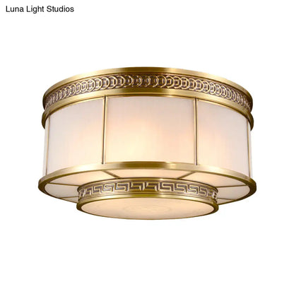 DecorBites™ DecorBites™ Flush Mount Colonial Opal Glass Ceiling Light Fixture with Gold Accent - Ring Restaurant